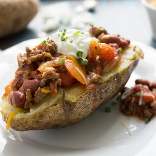 Cheesy Baked Chili Potato Recipe WW Friendly Dinner Recipe