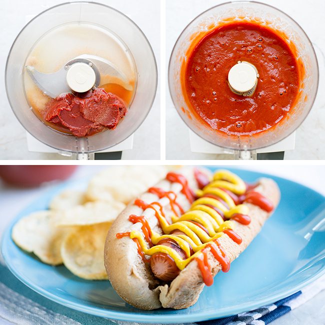 in process collage of how to make homemade ketchup in blender