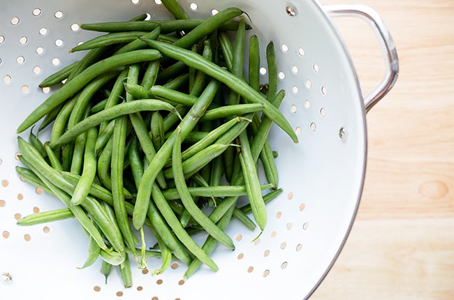 beans in a strainer