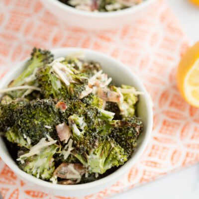 broccoli salad with bacon served in dish