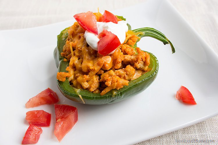 Stuffed bell pepper on white plate