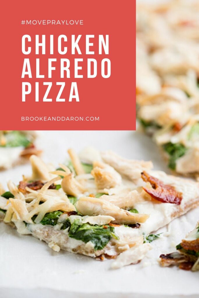 Chicken Alfredo Pizza slices on plate