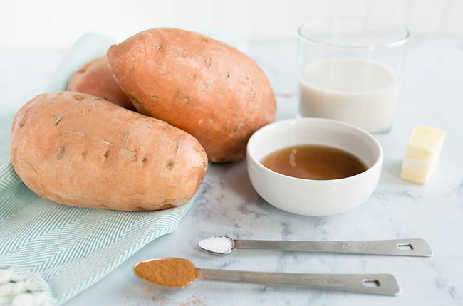 Ingredients for slow cooker mashed sweet potatoes