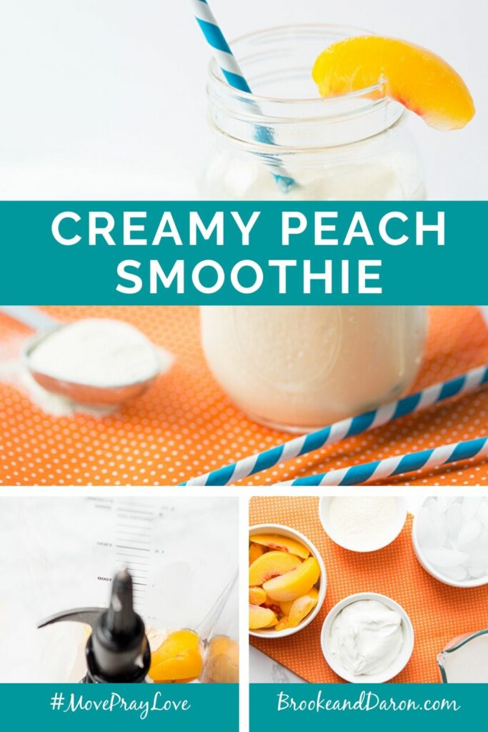 Collage of peach smoothie