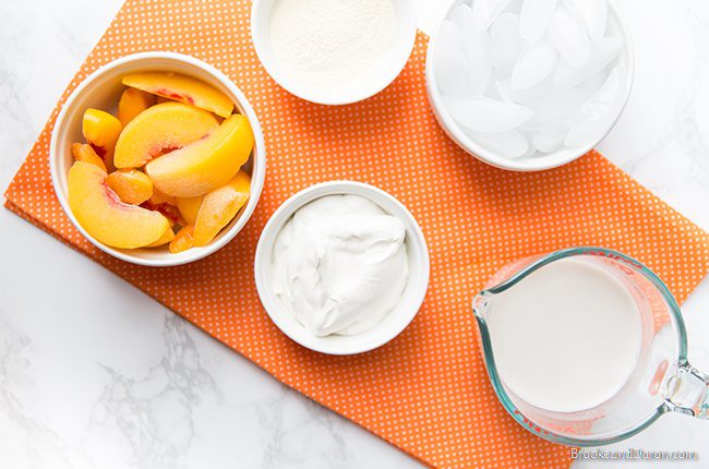 Ingredients for peach smoothie