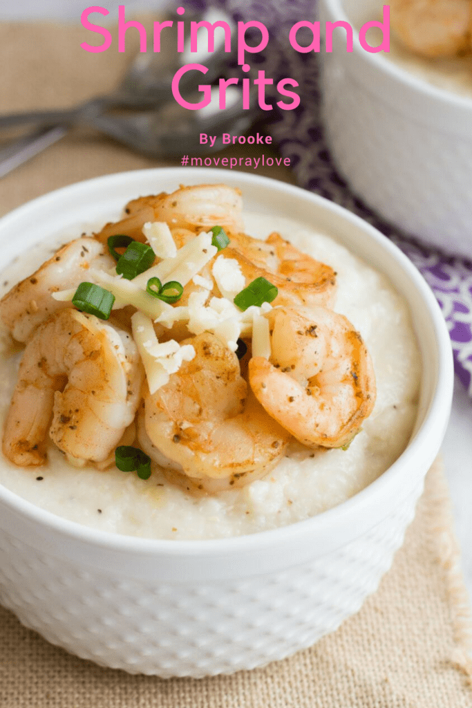 Shrimp and Grits in a large white bowl ready to eat