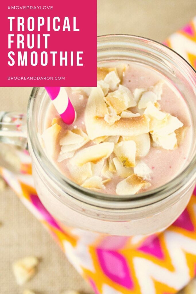 Pink smoothie in glass jar