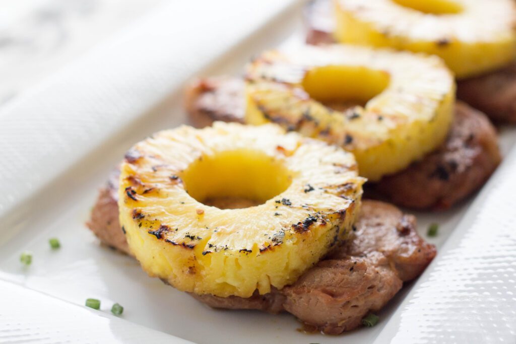 close up shot of hawaiian pork chops