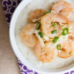 how to make shrimp and grits overhead shot plated