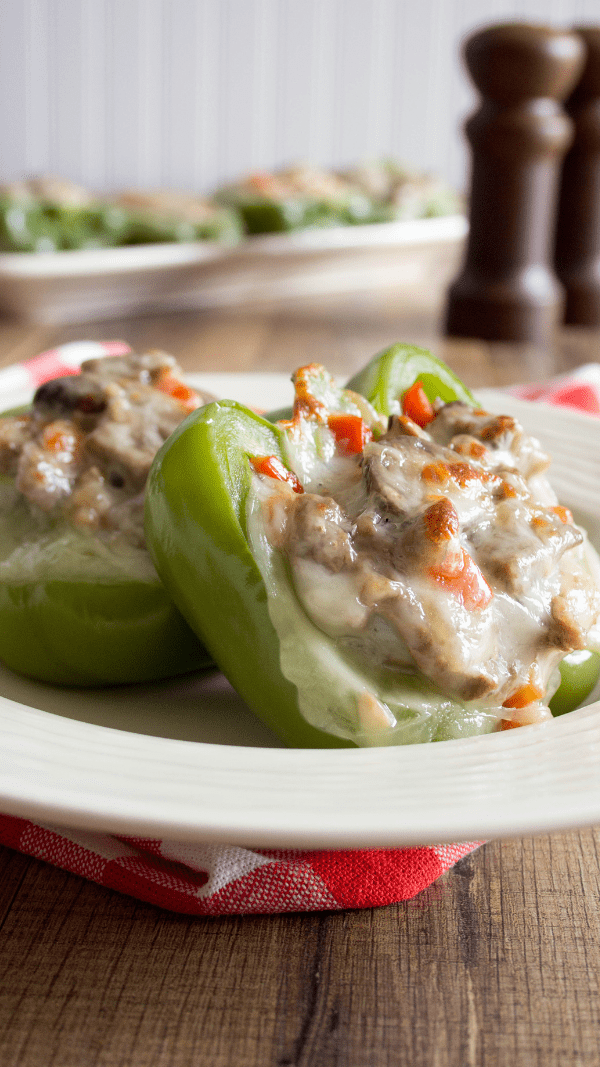 Philly Cheesesteak Stuffed Peppers Plated