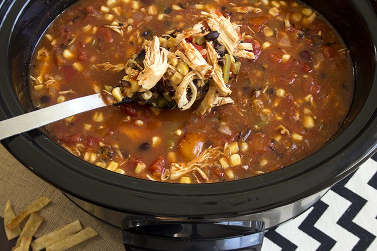 The Best Slow Cooker Chicken Tortilla Soup in the slow cooker