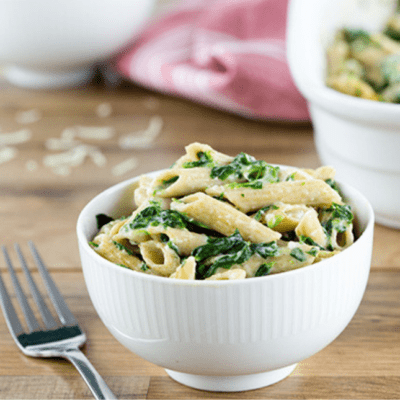 Spinach Pasta with Homemade Alfredo Sauce