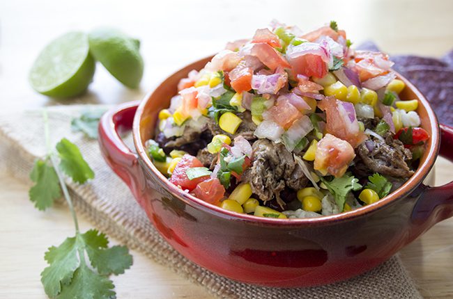 A barbacoa recipe turned into a beef burrito bowl like Chipotle