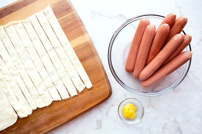 Ingredients for mummy hot dogs recipe