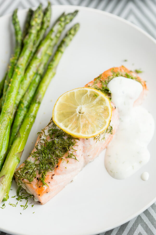 poached salmon with dill