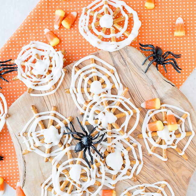 Chocolate Spider Halloween Pretzel Web