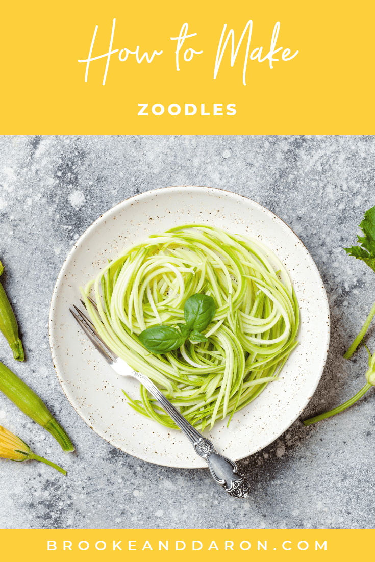 Plate of zucchini noodles as an example of how to make zoodles