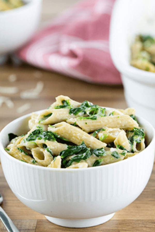 Healthy Spinach Pasta with Homemade Alfredo Sauce