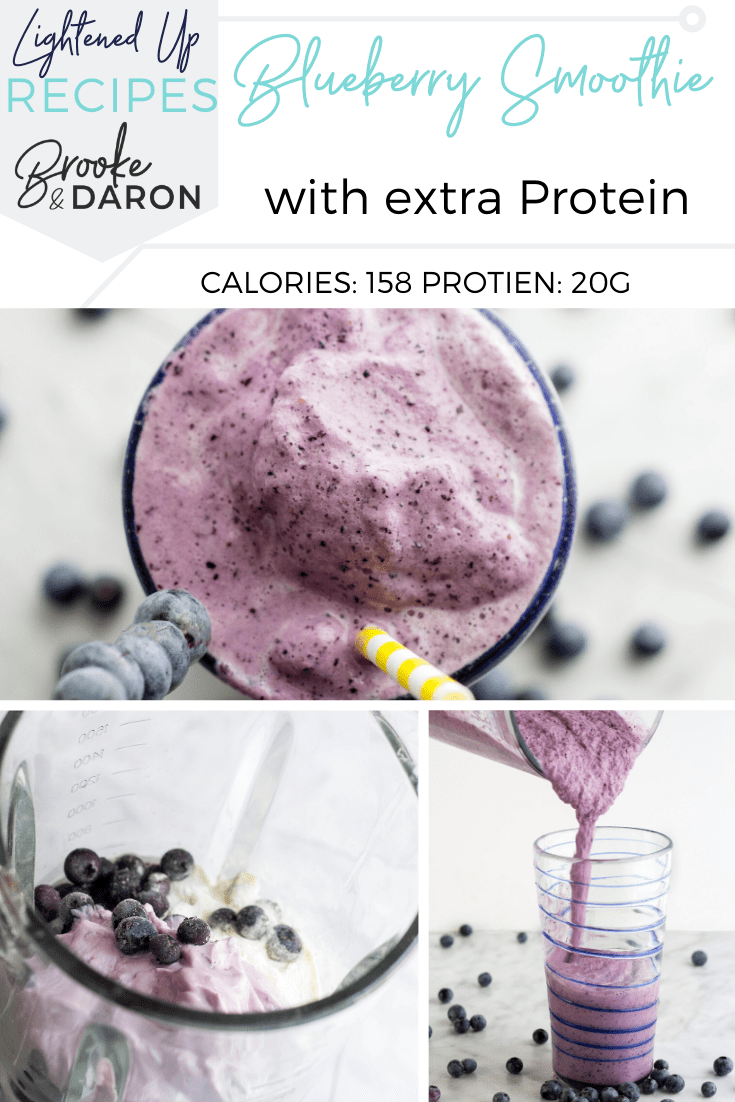 Blueberry smoothie with protein collage picture