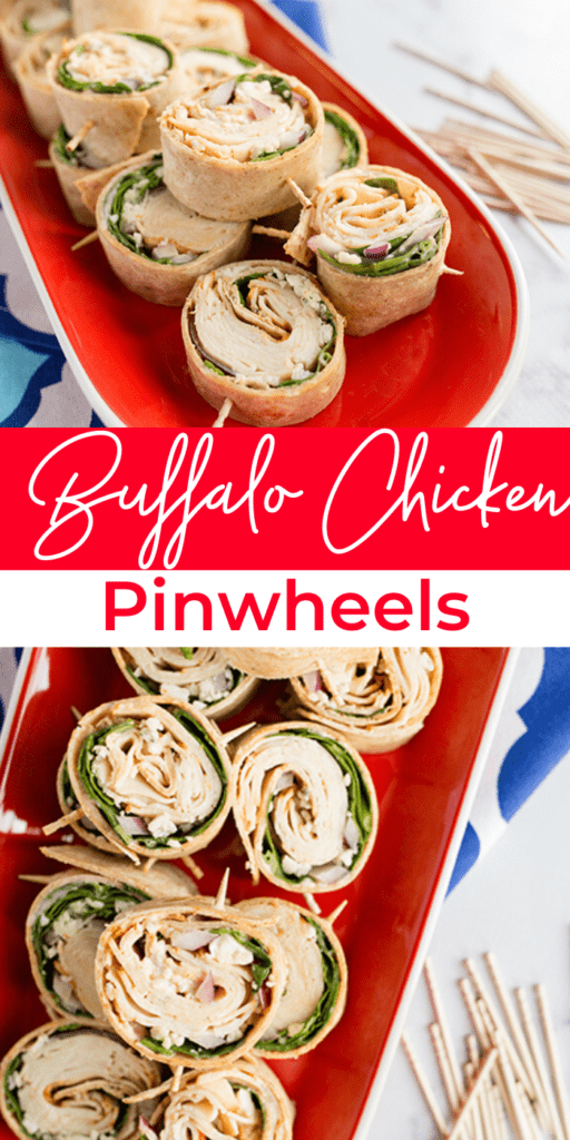 Collage picture of Buffalo Chicken Pinwheels