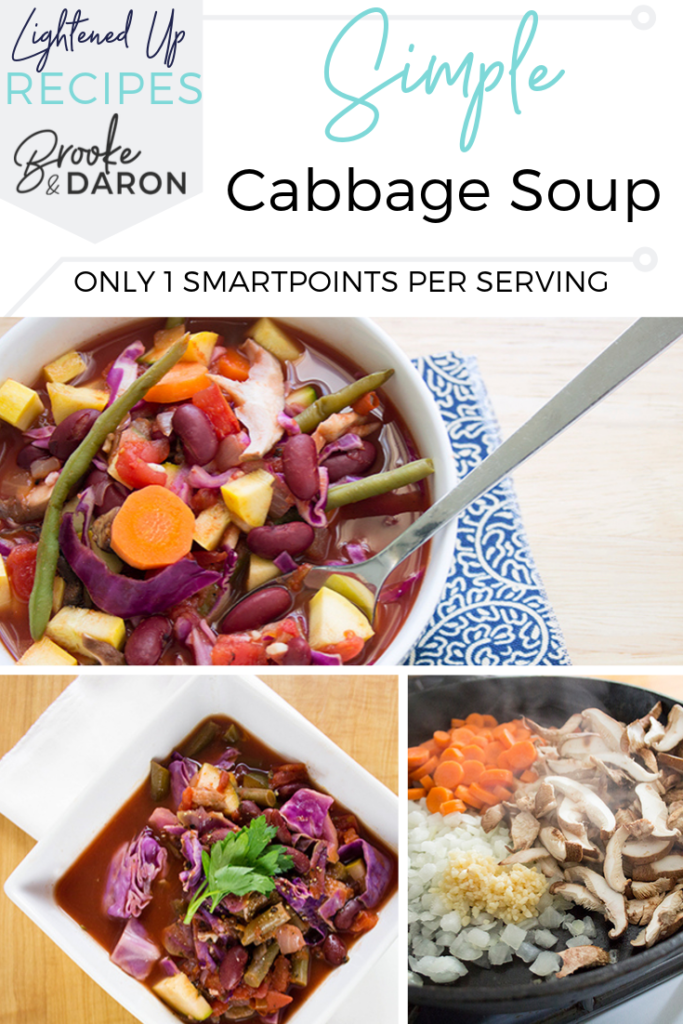 Collage picture of how to make a simple cabbage soup recipe