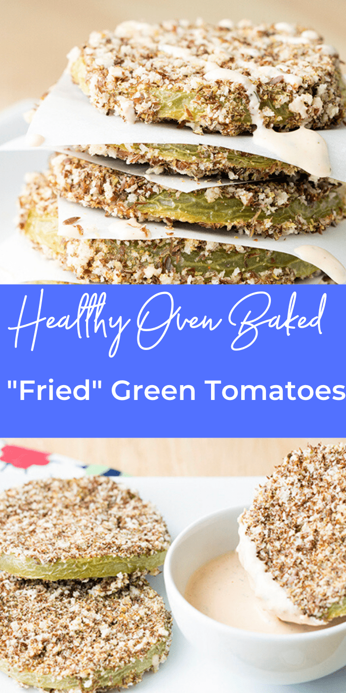 Healthy Oven Baked Fried Green Tomatoes collage picture