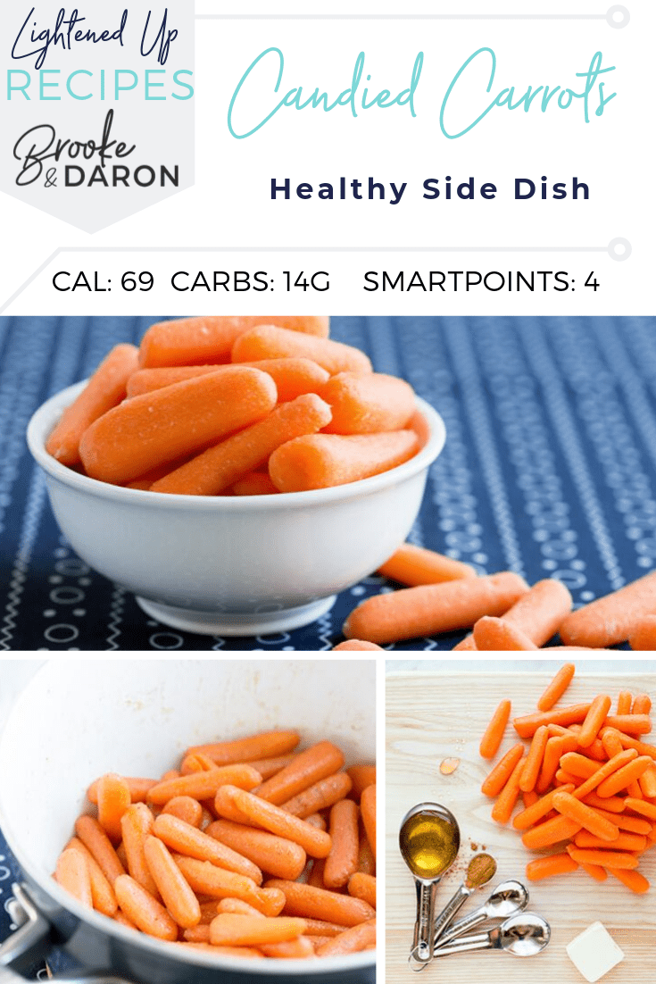 A collage picture of steps to make healthy candied carrots