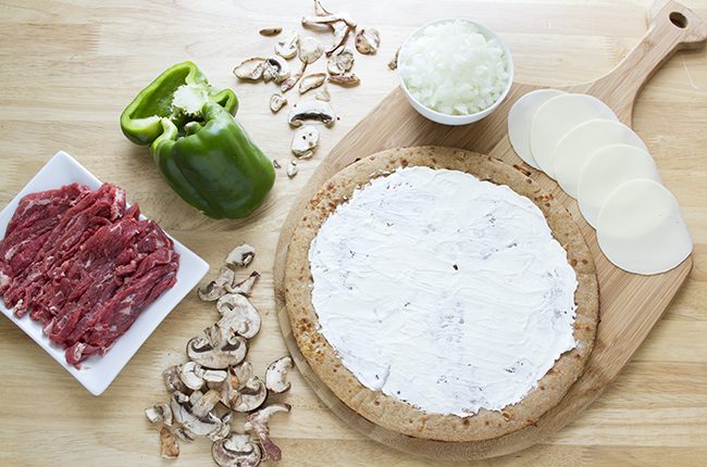 Ingredients for philly cheesesteak pizza