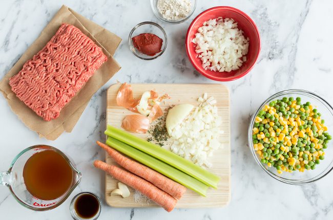 Ingredients for shepherds pie recipe