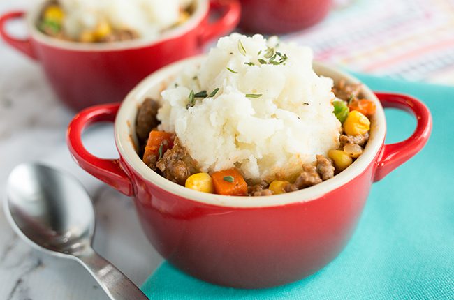 The best shepherds pie recipe in a small red crock