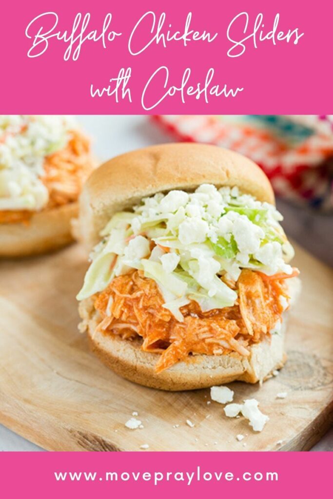 Pinterest Image of Buffalo Chicken Sliders with Coleslaw