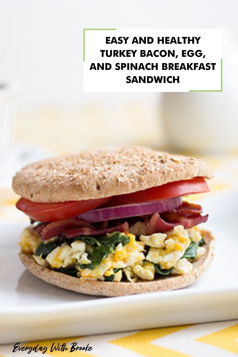 Easy and Healthy Turkey Bacon, Egg, and Spinach Breakfast Sandwich