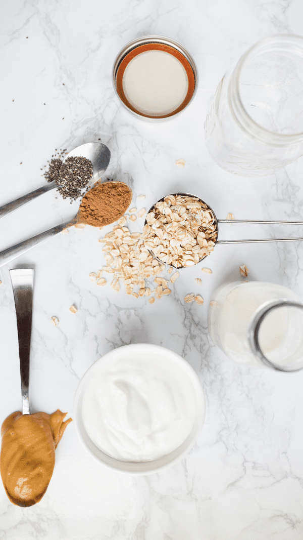 Ingredients for Chocolate PB Oats