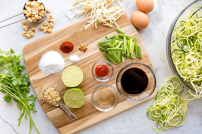 image of ingredients for making zoodles pad thai