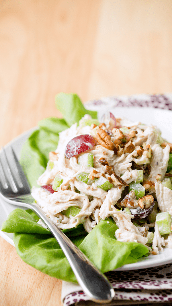 Healthy Chicken Salad with Grapes and Pecans Plated