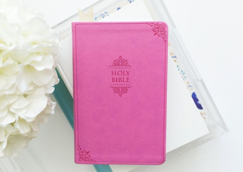 image of pink bible for how to start reading and studying the bible 