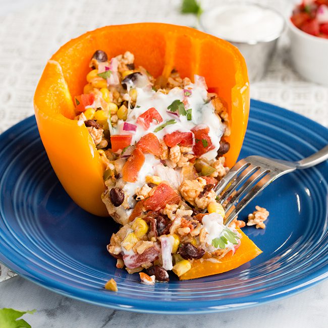 Southwest Stuffed Peppers with Ground Turkey
