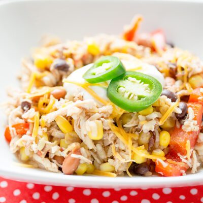 Slow Cooker Fiesta Chicken with Rice and Beans