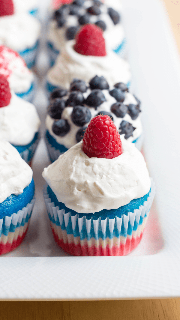 Red White and Blue Cupcakes plated