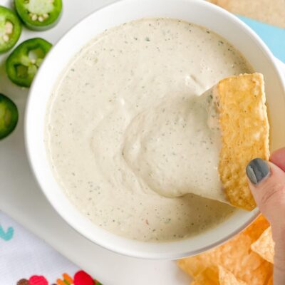 chuy's jalapeno ranch dip made with hidden valley