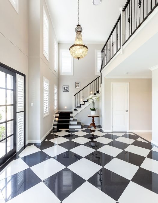 black and white checkered floors