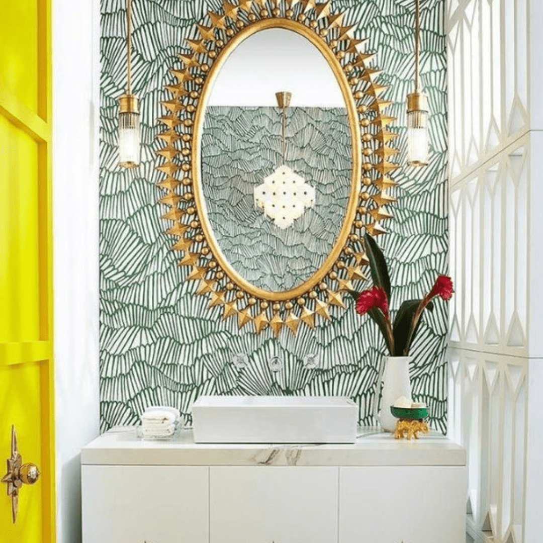 Wallpaper designs for powder room feature