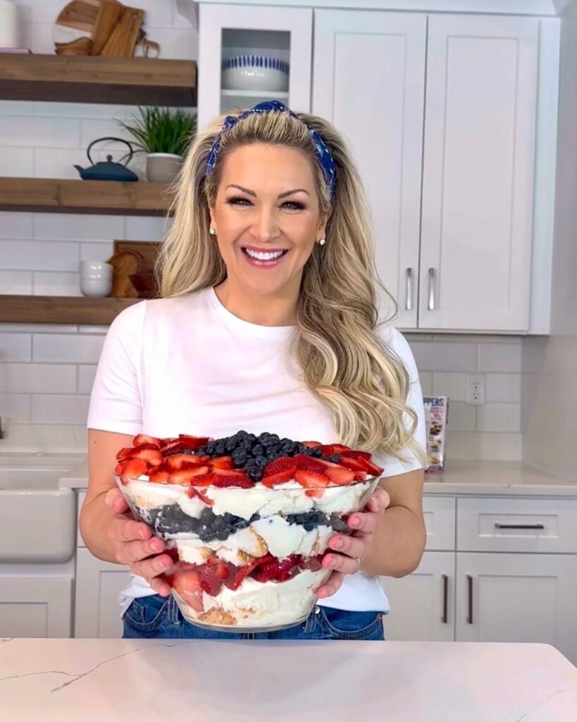 easy red white and blue trifle dessert