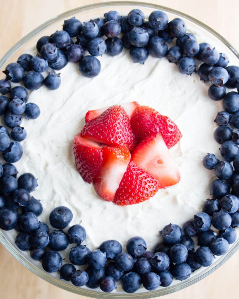 easy red white and blue trifle dessert