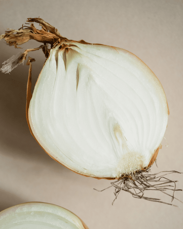Sliced Onion Roots and Tops