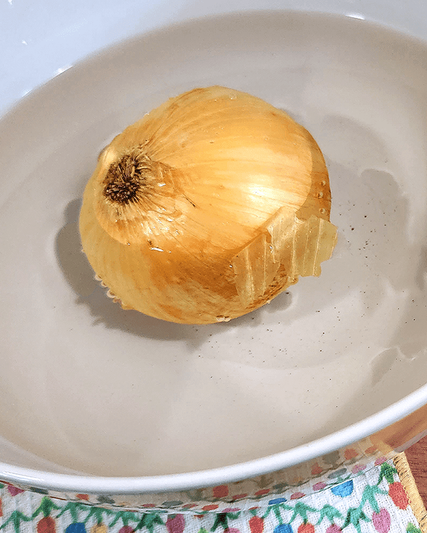 Onion chilling in water