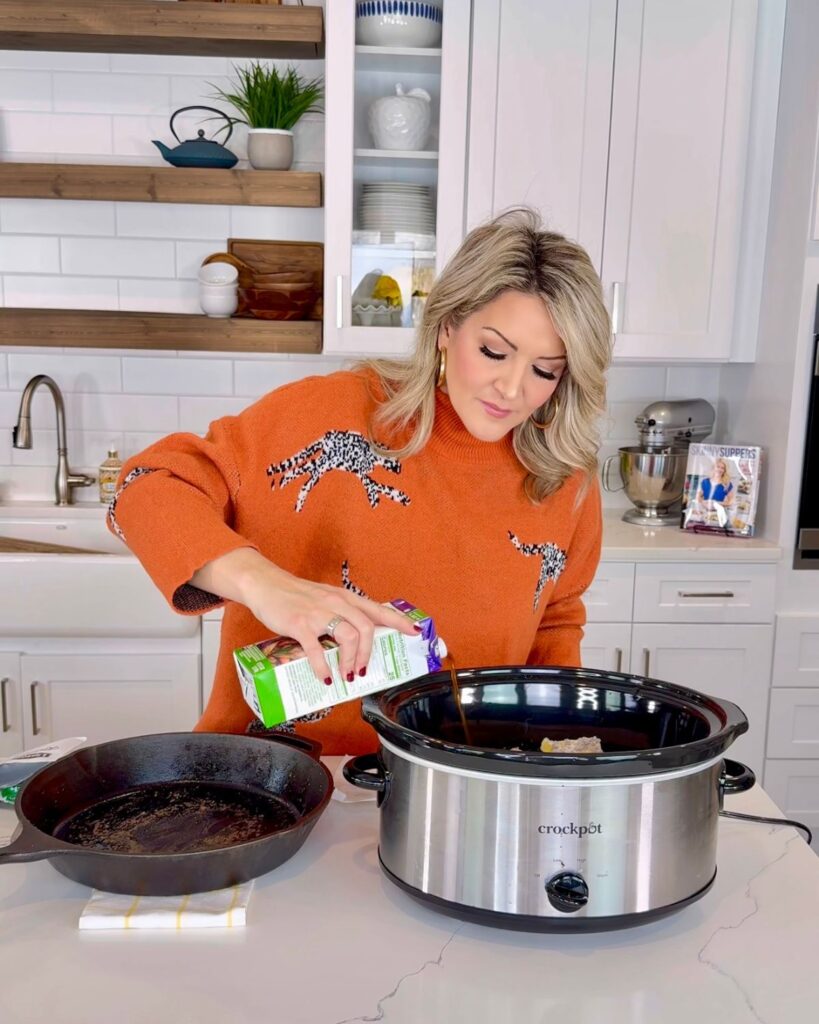 slow cooker southern pot roast recipe shredded and served with gravy