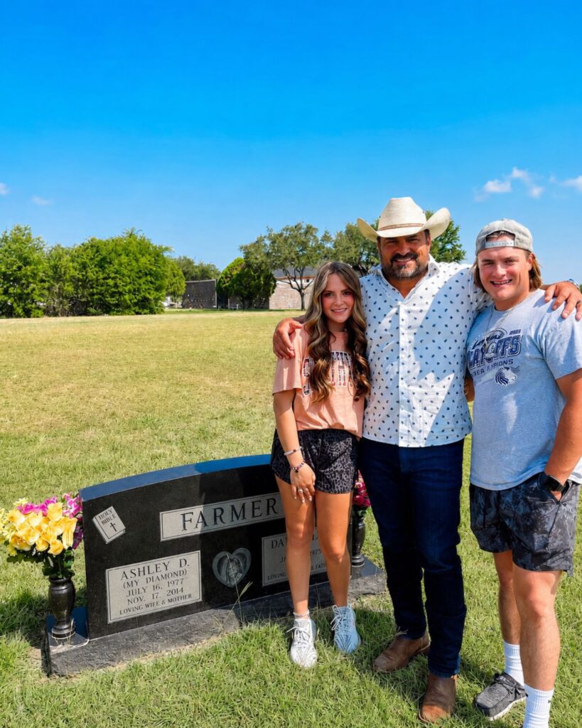 Daron and the kids at graveyard writing a song for your husband