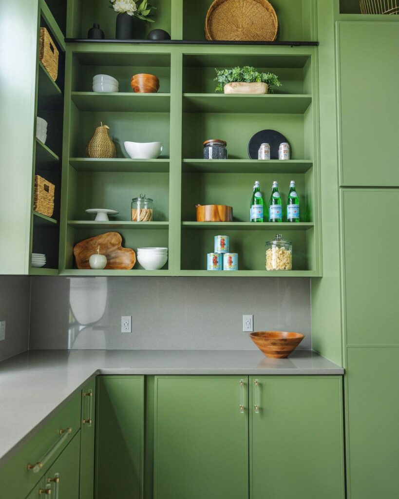 green southern living kitchen pantry