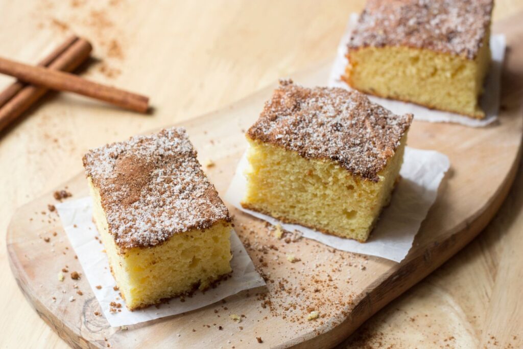 lightened up cinnamon coffee cake recipe with cinnamon sugar top